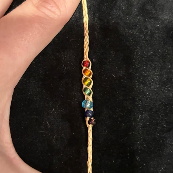 Handmade Handcrafted Beachy Braided Rope Friendship Bracelet W/ Rainbow Beads - Picture 3 of 4